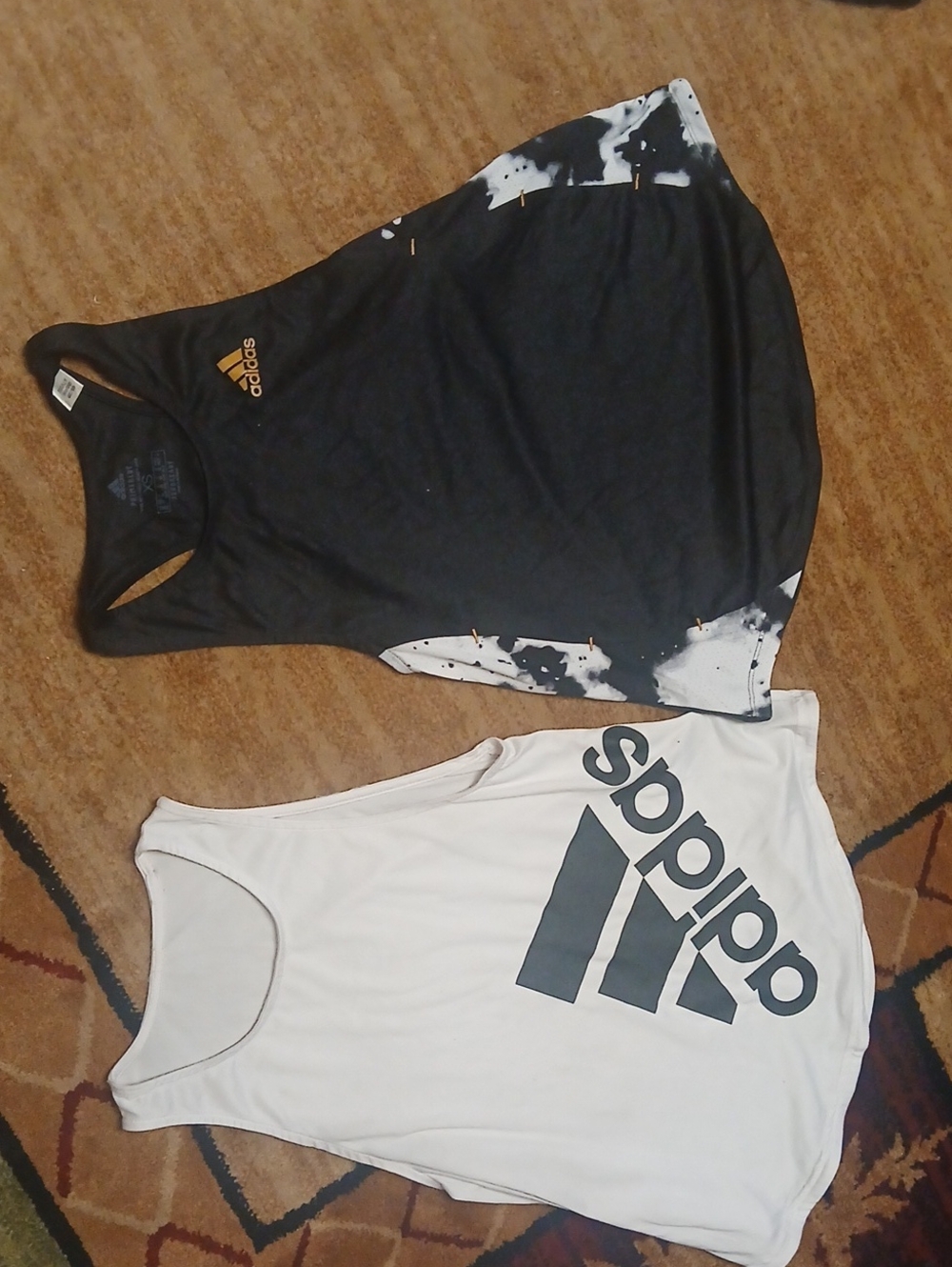 adidas Black Tie-Dye & White Logo Tank Top Set